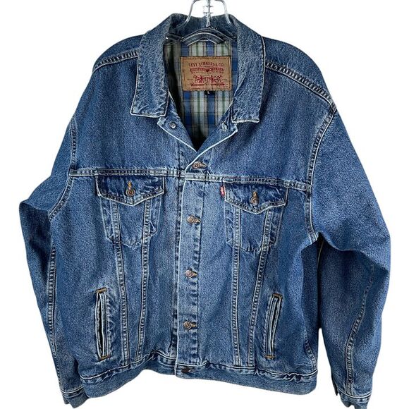 Vtg Levis Jacket Mens Large Flannel Lined Denim Trucker Made USA 90s Western Y2K - Picture 16 of 16